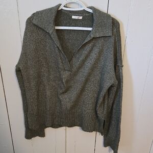 Maurices Olive V-Neck Collared Knit Sweater